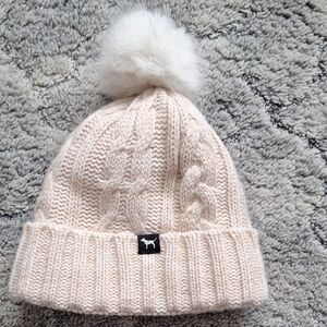 PINK by Victorias Secret Knit Hat With Pompom EUC